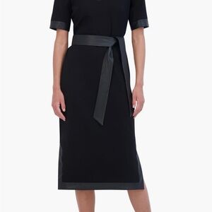 Eliza J Dress Black Faux Leather Trim Dress Size 14 NWT